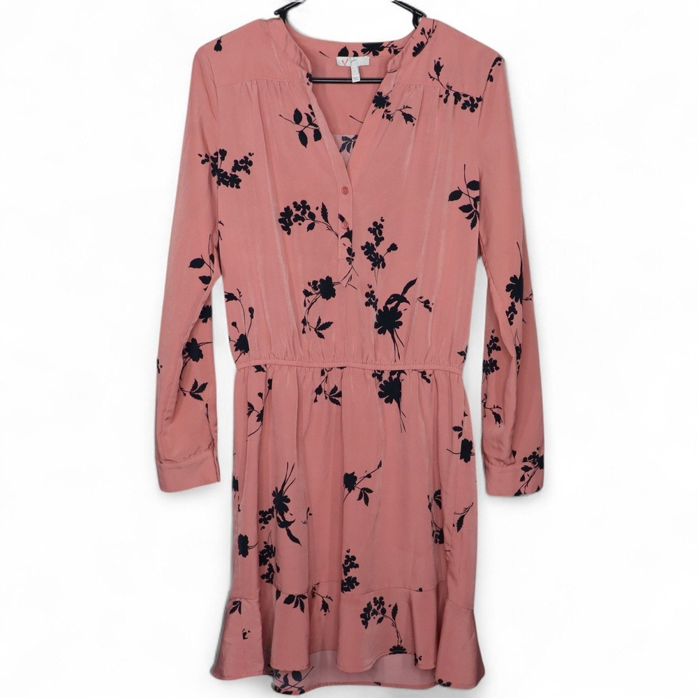 Joie Womens Acey Floral Print Long Sleeve A-Line Mini Dress Dust Rose Size S